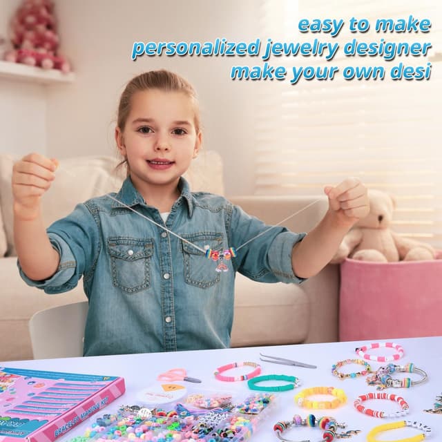 Detalle de AIPRIDY 3600-Piece Girls Bracelet Making Kit (Unicorn/Mermaid Theme) DIY Jewelry Crafts