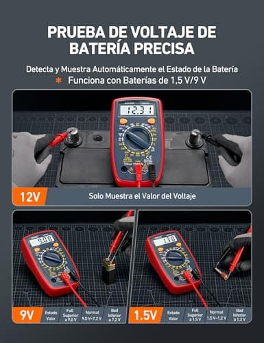 Detalle de AstroAI Multímetro Digital 9V
