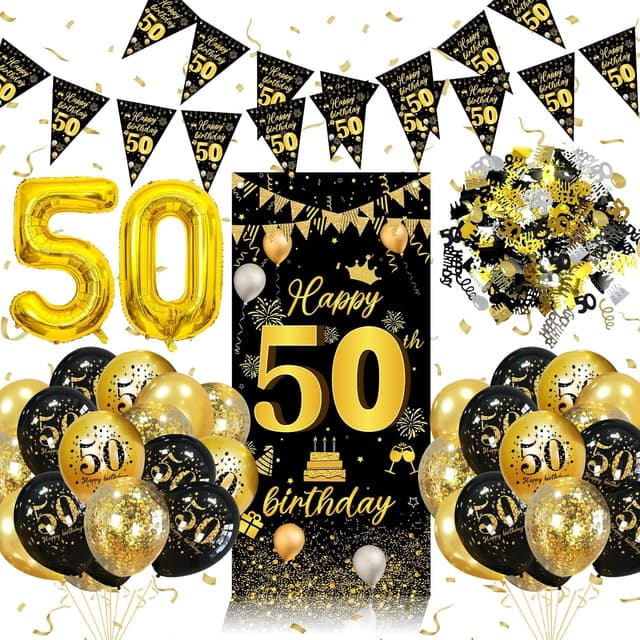 Imagen de Globos 50 Años Oro Negro decoración 32 en OfertitasTOP