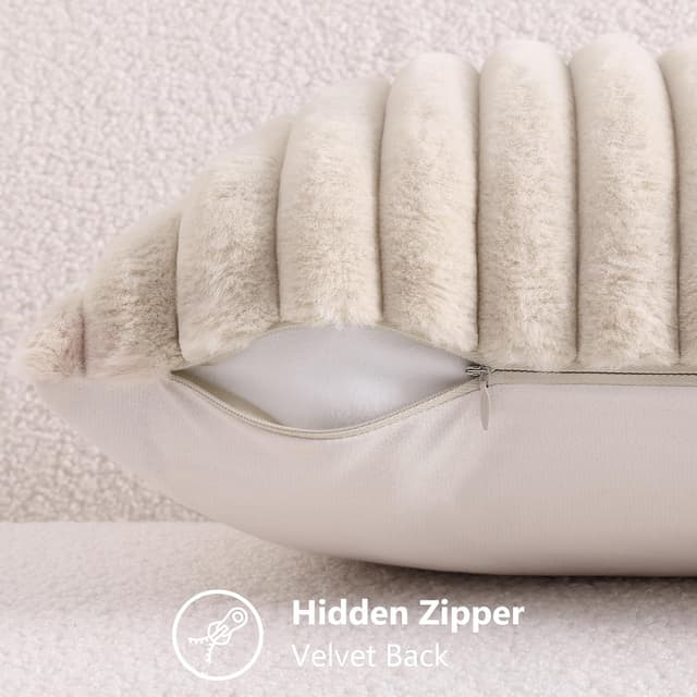 Thumbnail 2 de decorUhome Faux Fur Pillow Covers 18x18 Set of 2 🛋