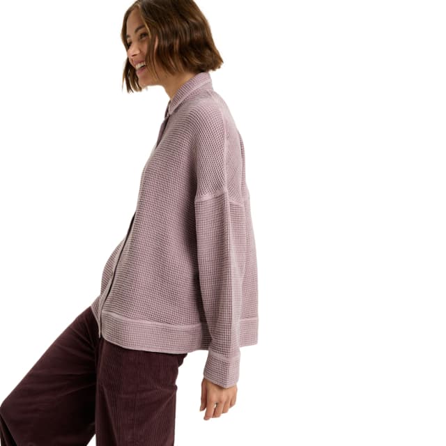 Detalle 1 de Roxy Camisa de mujer Hike Away de manga larga en tejido gofrado de algodón