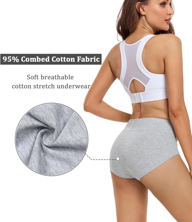 Detalle 2 de wirarpa Unterhosen Damen Baumwolle, hoher Taillenslip im 4er-Set (Stretch) – Größe nach DE