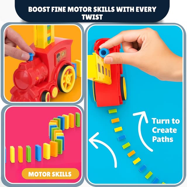 Detalle de Atlasonix Domino Train for Kids — Automatic Domino Laying Toy Set (Montessori STEM)