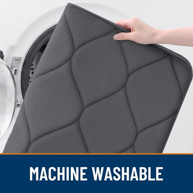 Detalle 1 de Smiry Memory Foam Bath Mat 59''x24'' in Dark Grey — ultra-soft, non-slip, quick-drying bathroom rug