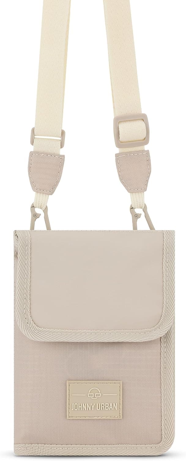 Detalle de Johnny Urban Troy Brusttasche für Herren & Damen (Beige) – Reisebrustbeutel mit vielen Kartenfächern
