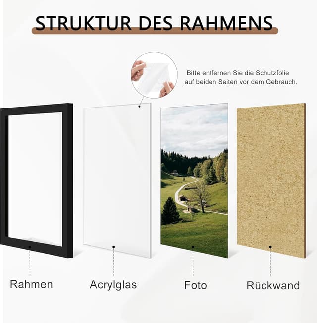 Thumbnail 3 de QPQIYIY Bilderrahmen 50x70 cm 3er Set Schwarz