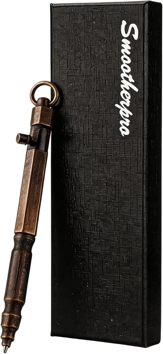 Detalle de SMOOTHERPRO Solid Brass Bolt Action Pen (BB202) – heavy duty ballpoint with tremor-friendly bolt action