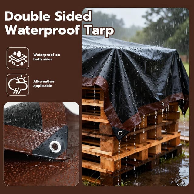 Detalle de 12x12 FT Waterproof 16 Mil Heavy Duty Tarp with Grommets (UV & Rip- & Tear-Resistant)