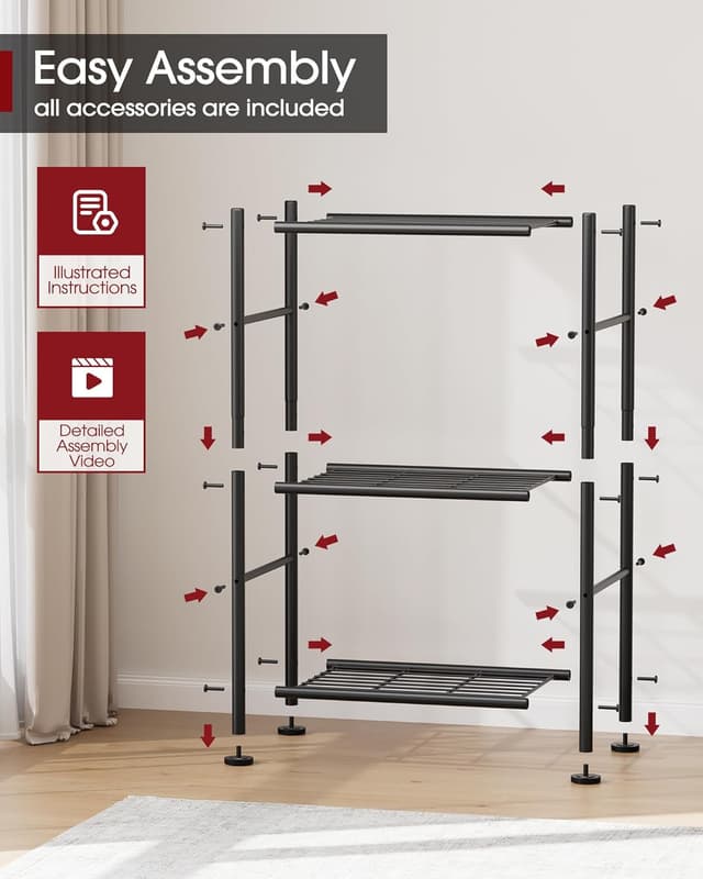 Thumbnail 6 de Sakugi 3-Tier Storage Shelves (18" x 12" x 30") — Metal Garage Shelf Organizer with Adjustable Leveling Feet