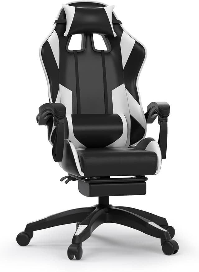 Thumbnail 6 de Confortil Chaise Gaming Ergonomique avec repose-pieds rétractable et appui-tête réglable, noir et rouge