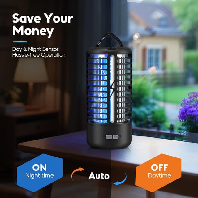 Thumbnail 2 de Dnenellr Lampada Antizanzare elettrica 3000V UV LED sospendibile IPX4 (nero)