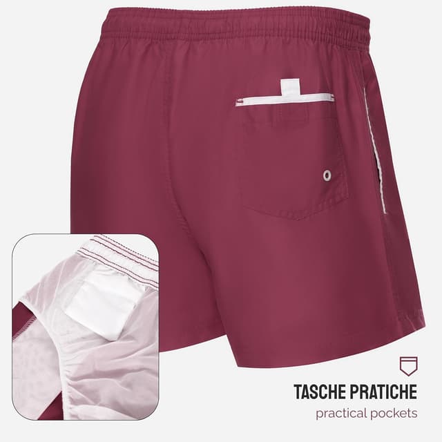 Detalle de Ladeheid Costume da bagno uomo extra corto con taschino e coulisse regolabile, fodera in rete