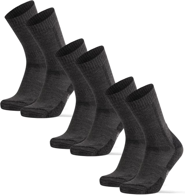Detalle de Danish Endurance Chaussettes de randonnée en laine mérinos (lot de 3) — chaudes, rembourrées et anti-ampoules, unisex