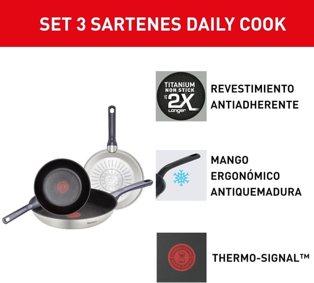 Thumbnail 2 de Tefal Daily Cook - Juego de 3 sartenes de acero