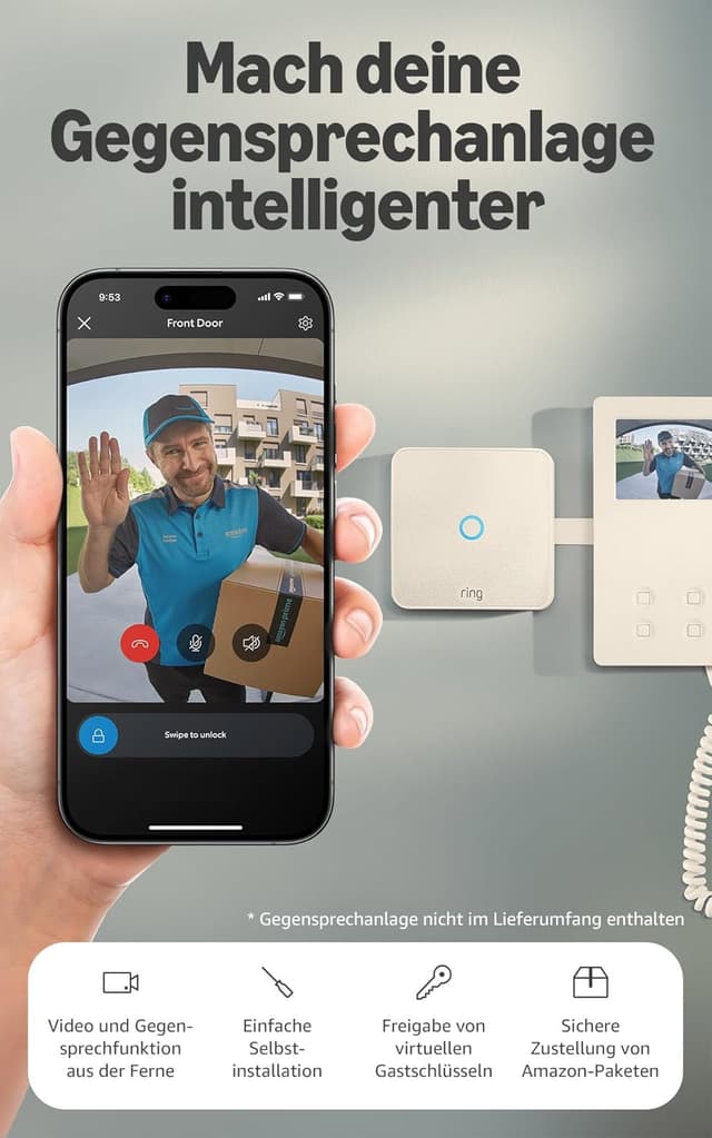 Detalle de Ring Intercom Video (2025 Release) – Gegensprechanlage mit Video-Streaming, virtuellen Schlüsseln & Fernzugriff zur Selbstinstallation