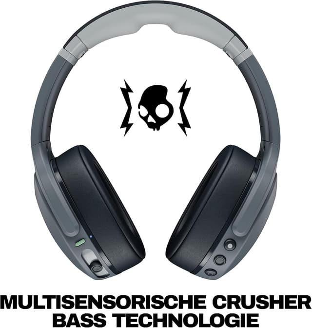 Detalle de Skullcandy Crusher Evo Wireless Bluetooth-Kopfhörer (grau) mit multisensorischem Bass & bis zu 40 Std. Akkulaufzeit