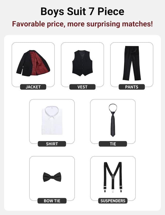 Detalle de BOLADA Boys' Formal Suit Set sizes 2-20 👔