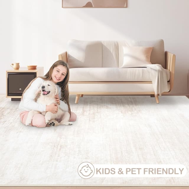 Thumbnail 4 de Area Rugs 9'x12' Washable Neutral Living Room Rug 🏠