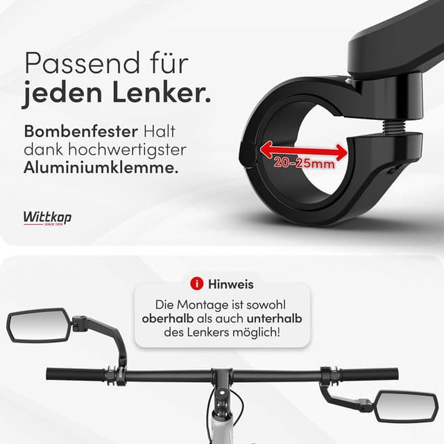 Thumbnail 5 de WITTKOP Fahrradspiegel Großes HD Sichtfeld