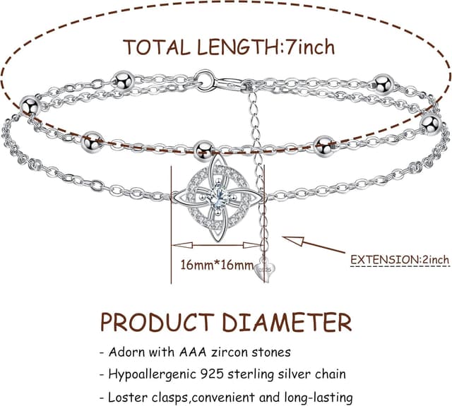 Detalle 2 de J.MUEN bracelet femme en argent sterling 925 avec nœud celtique, réglable