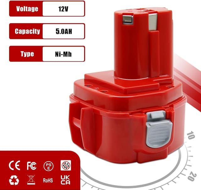 Thumbnail 1 de PA12 12V 5,0Ah Ni‑MH Ricambio per Makita