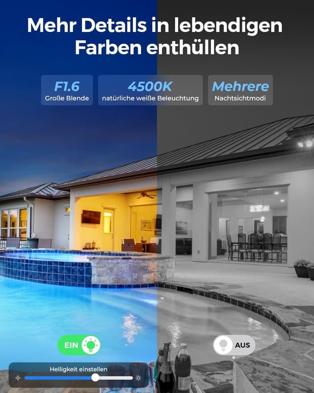 Detalle de Reolink Duo 2V PoE 4K 8MP IP-Kamera mit Dual-Objektiv (180°) und IK10-Vandalismusschutz