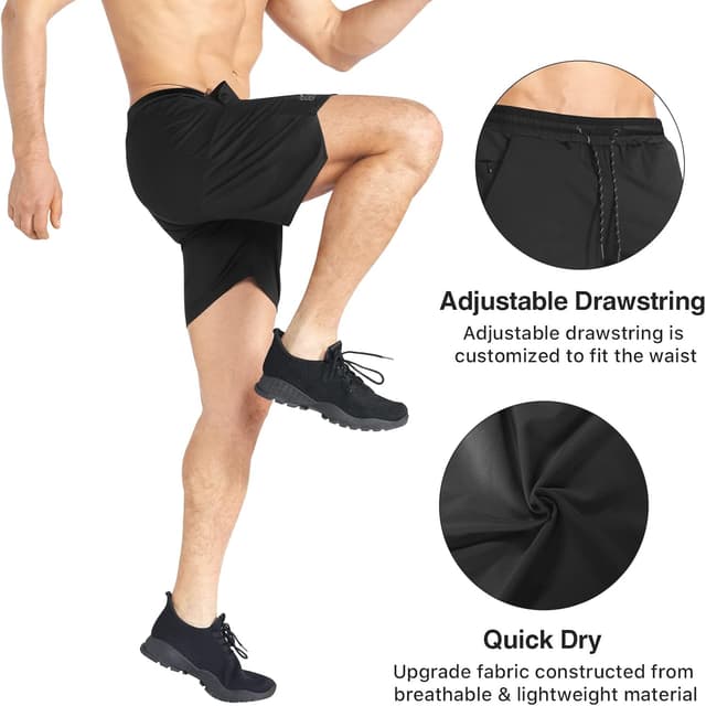 Thumbnail 4 de BROKIG Men's Lightweight Gym Shorts with Zip Pocket