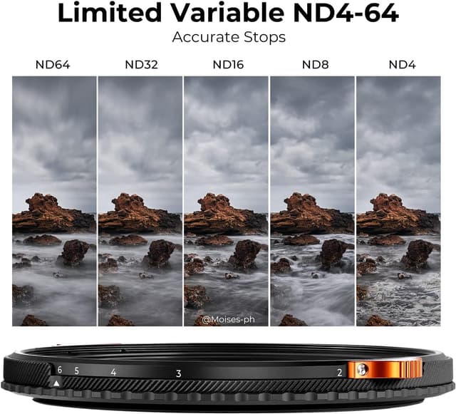 Detalle 2 de K&F CONCEPT Nano-Xcel 46mm filtro polarizzatore circolare & ND variabile ND4-64 (2-6 stop) con CPL e custodia in vetro ottico