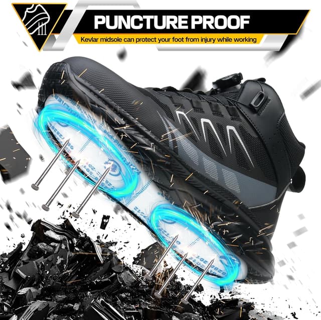 Detalle de SROTER Safety Boots steel toe cap work trainers – lightweight, non-slip, breathable protection