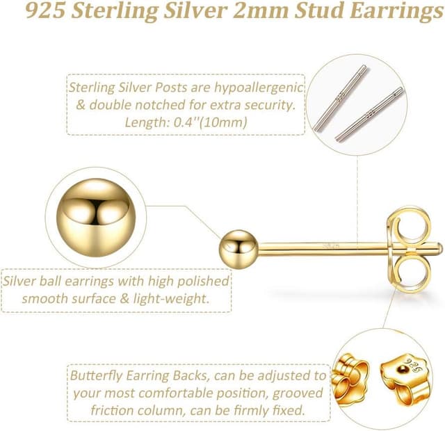 Detalle 2 de CERSLIMO 14K vergoldete Ohrstecker Set Zirkonia đ