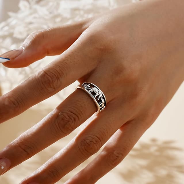 Detalle de CHIC & ARTSY Nachteulen-Ring aus 925er Sterlingsilber – verstellbarer offener Eulen-Daumenring für Damen