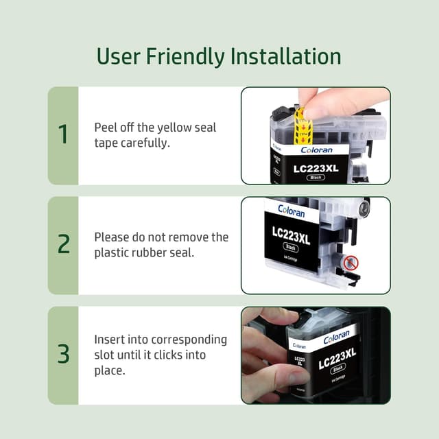 Detalle de Coloran LC223 kompatible Druckerpatronen für Brother LC223 (4er-Pack) – Schwarz, Cyan, Magenta, Gelb