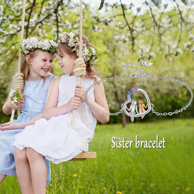 Detalle de Bracelet femme Yinsen en argent sterling 925 réglable avec pendentif cœur (17 + 4 cm)