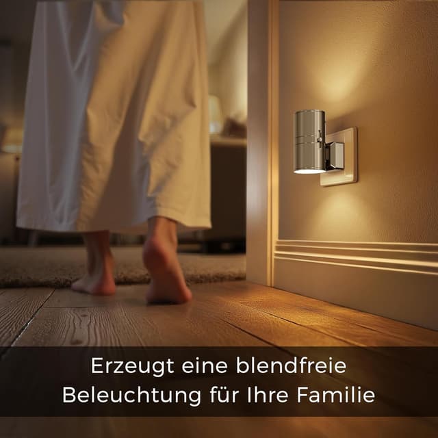 Detalle 2 de LOHAS-LED Nachtlicht Steckdose mit Dämmerungssensor, dimmbar (0–100 lm), 3000K warmweiß, für Flur & Schlafzimmer