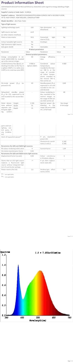 Thumbnail 6 de HUMIGA 2 Pack 4FT LED Batten Light (40W, 3600LM) – 4000K Neutral White Slim Tube for Indoor Ceilings