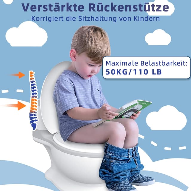 Detalle de Töpfchen für Kinder – Kindertoilette mit Papiertücher-Design, weicher Sitz & Spritzschutz (grün)