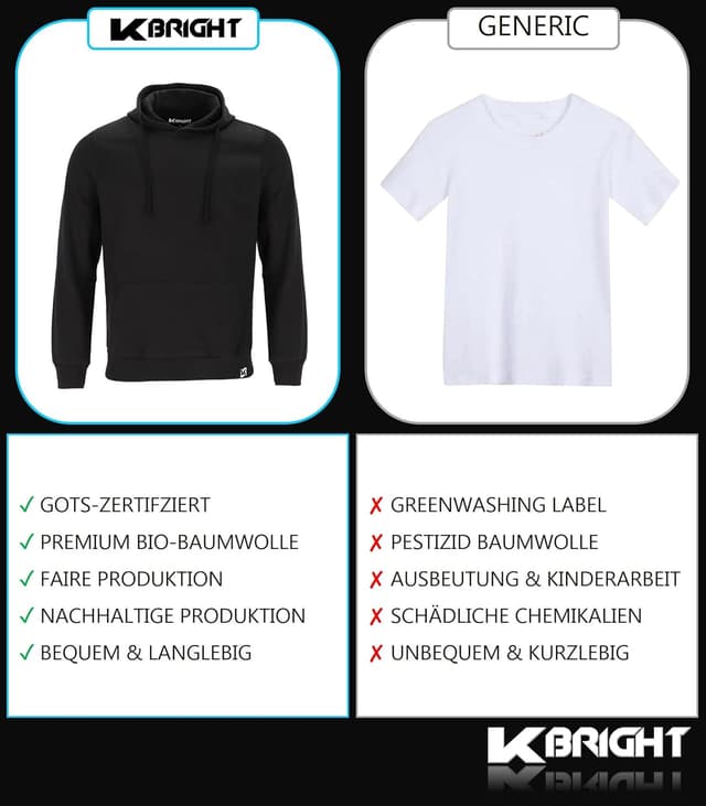 Thumbnail 5 de K-BRIGHT Hoodie Premium Kapuzenpullover Bio-Baumwolle