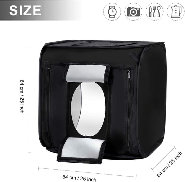 Detalle 2 de Konseen Portable Photo Studio Light Box 24"x24"x24" dimmable LED kit with 192 lights and 4 backdrops (UK plug)