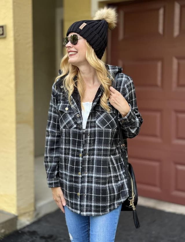 Detalle 2 de Zeagoo Womens Plaid Shacket Jacket 2XL