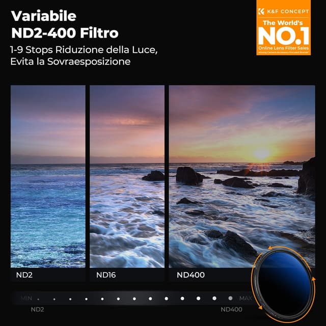 Detalle 2 de K&F CONCEPT Nano-Klear 82mm ND Variabile 1-9 Stop