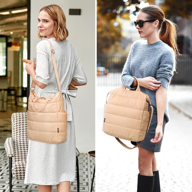 Detalle 2 de KALIDI Crossbody Handtasche Puffer Bag – gesteppte Nylon- Shopper Tote mit Reißverschluss