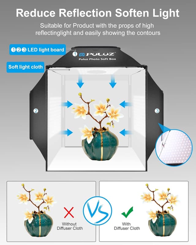 Thumbnail 4 de PULUZ 40×40 cm Fotostudio Set Lichtzelt für Produktfotos