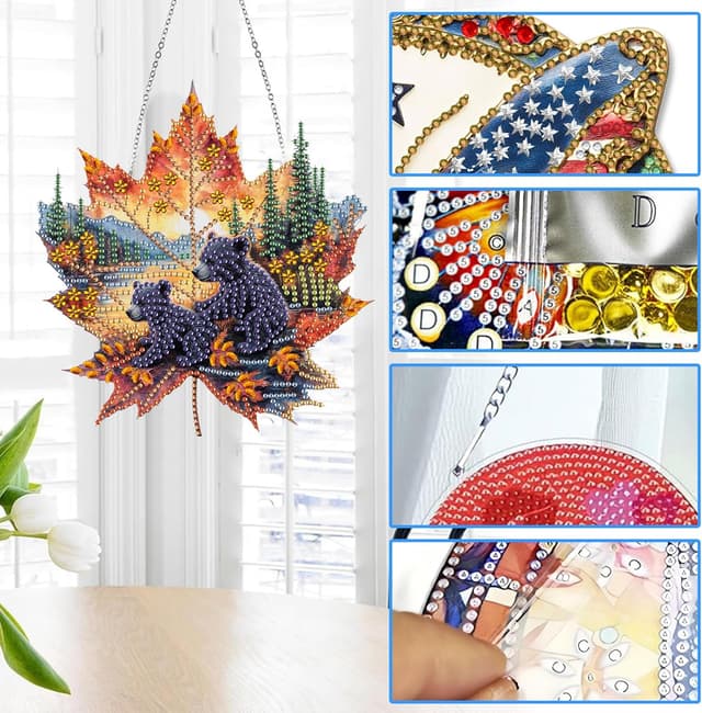 Detalle de Reofrey Hanging Diamond Art Kit (20x20cm) – acrylic diamond painting suncatcher pendant