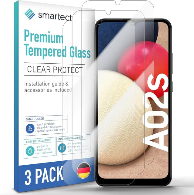 Detalle de smartect Verre Trempé 3 pièces Clear pour Samsung Galaxy A02s / A03s (9H, 0,3 mm)