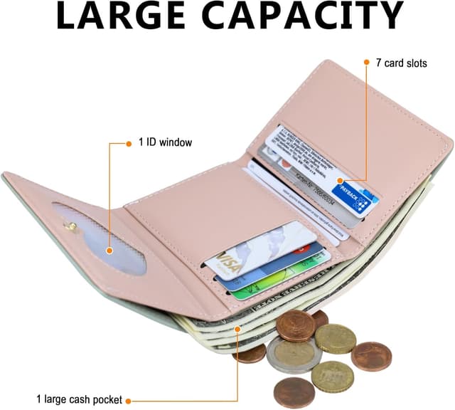 Thumbnail 2 de Farcauo Damen-Portemonnaie klein mit Ausweisfach & Kartenhüllen „Grüner Schmetterling“
