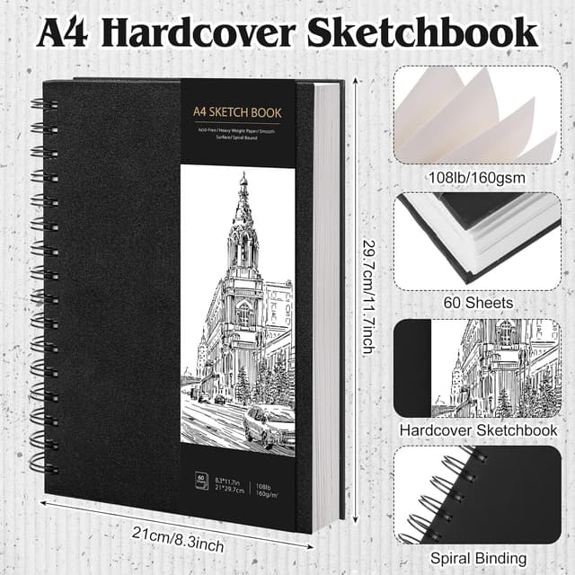 Detalle 2 de A4 Sketchbook 160gsm, 60 Sheets drawing pad