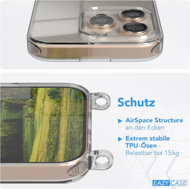 Detalle 1 de EAZY CASE iPhone 16 Pro Handykette, Grün Camouflage