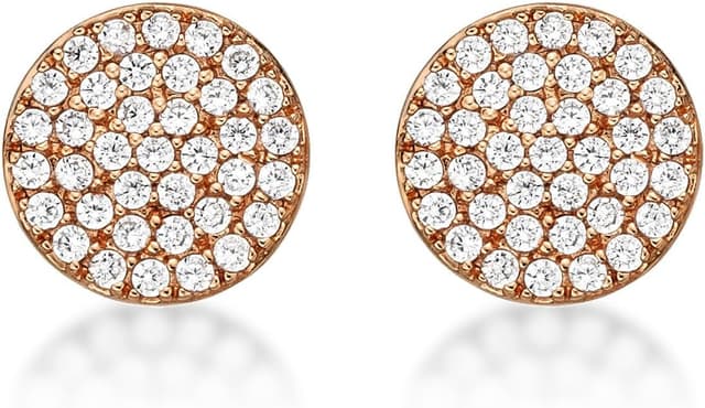 Detalle de Diamond Treats Petites boucles d’oreilles en argent 925 rondes en disque serties de pierres (oxydes de zirconium)