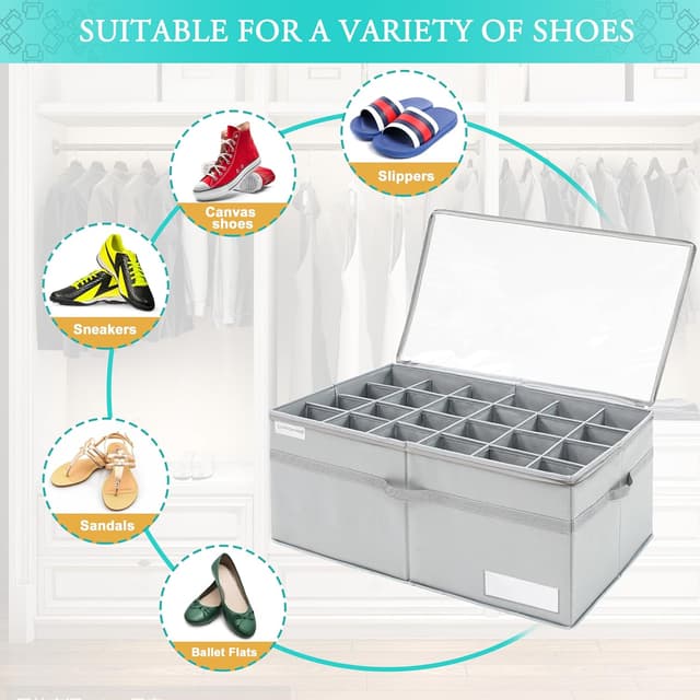 Detalle de Organizer Scarpe per Armadio 24 paia — Contenitori trasparenti per scarpe
