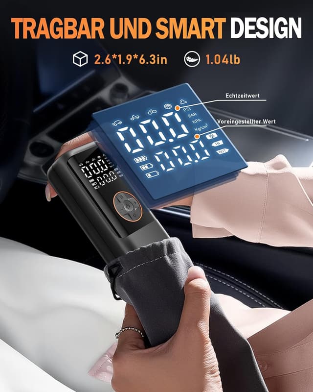 Thumbnail 5 de Elektrische Luftpumpe Akku Mini-Kompressor mit Manometer